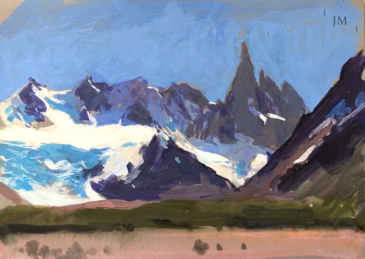 Cerro Torre beyond green and pink, study 2018